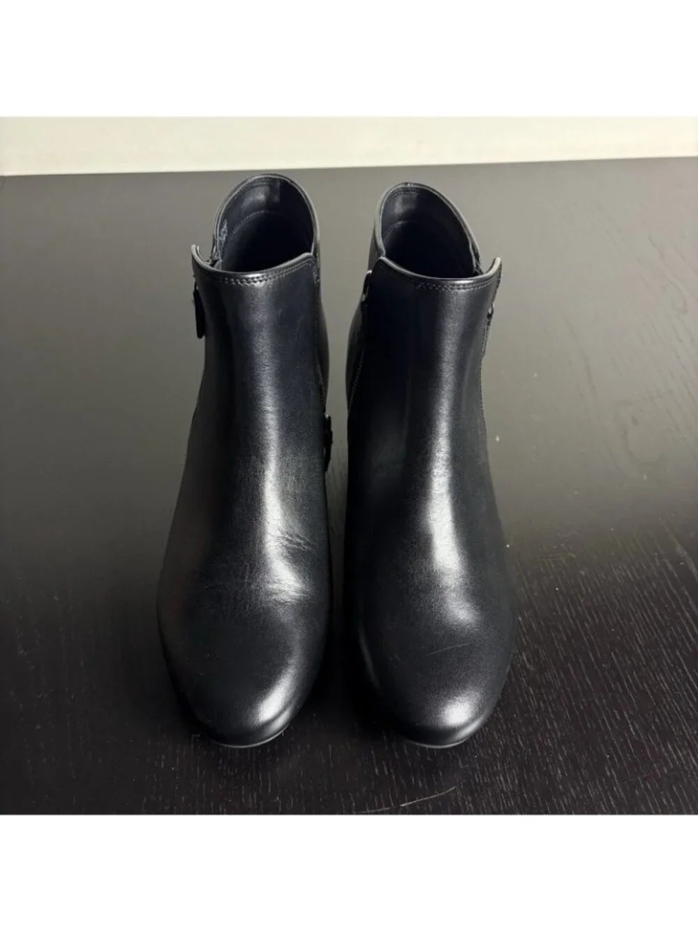 HOTTER Womens Size 8 UK/10 US Delight II Black Leather Ankle Booties Boots